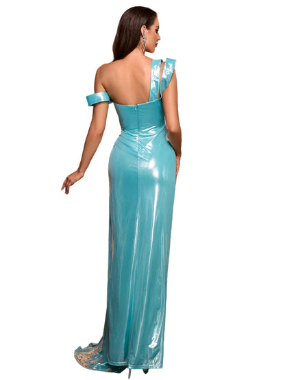 BERNA One Shoulder Crystal Maxi Dress