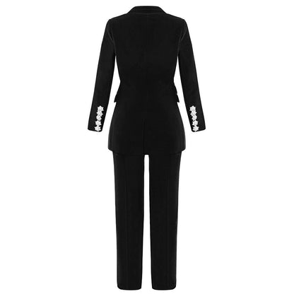 BERTA V Neck Long Sleeve 2 Piece Suit