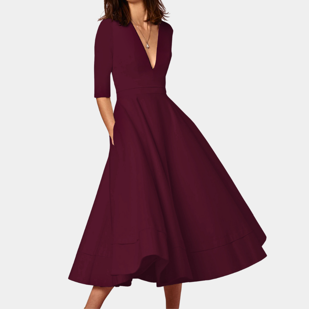Joy | Women's A-Line Elegant Midi Dress