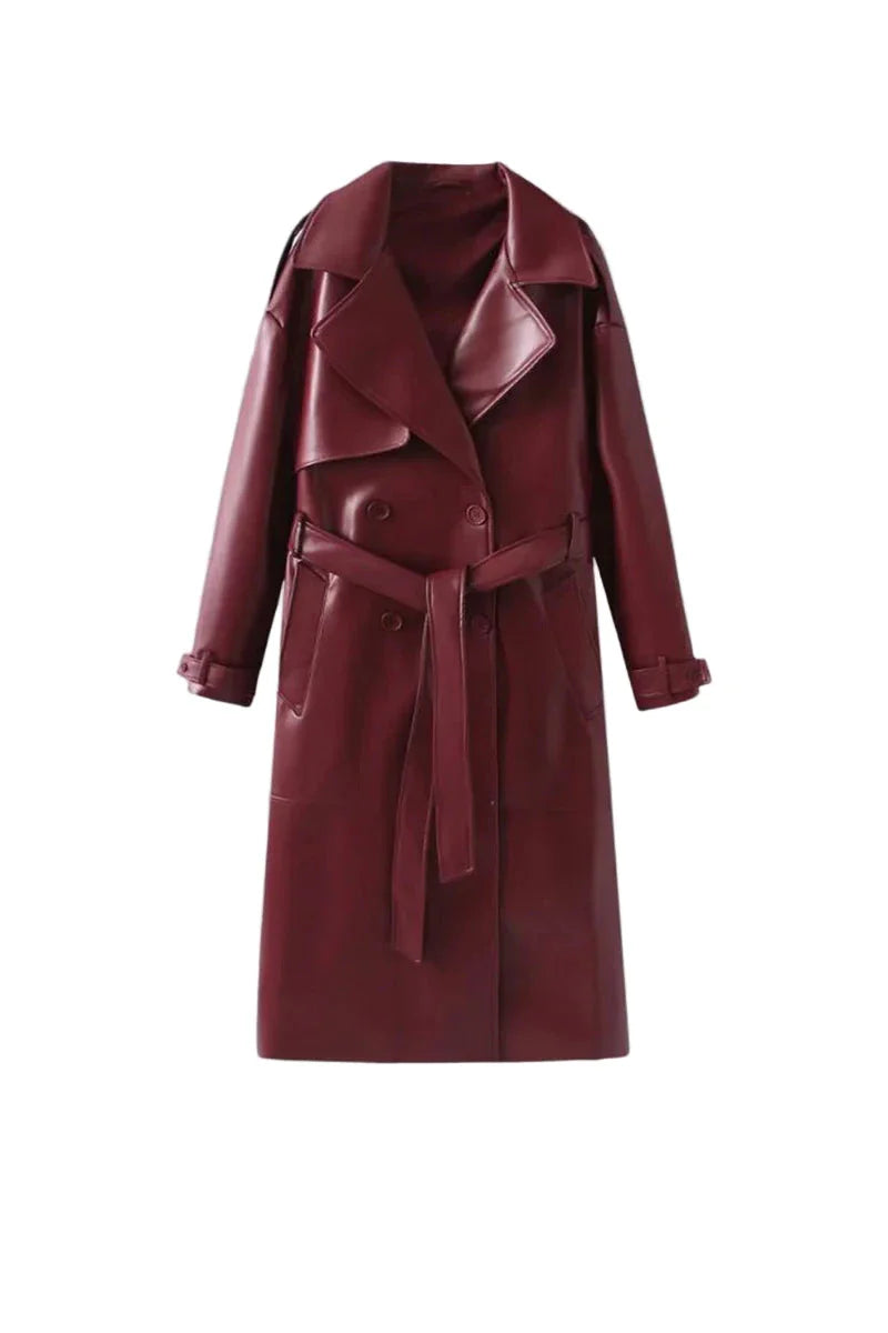 CAROLINE Vegan Leather Midi Coat - Dress