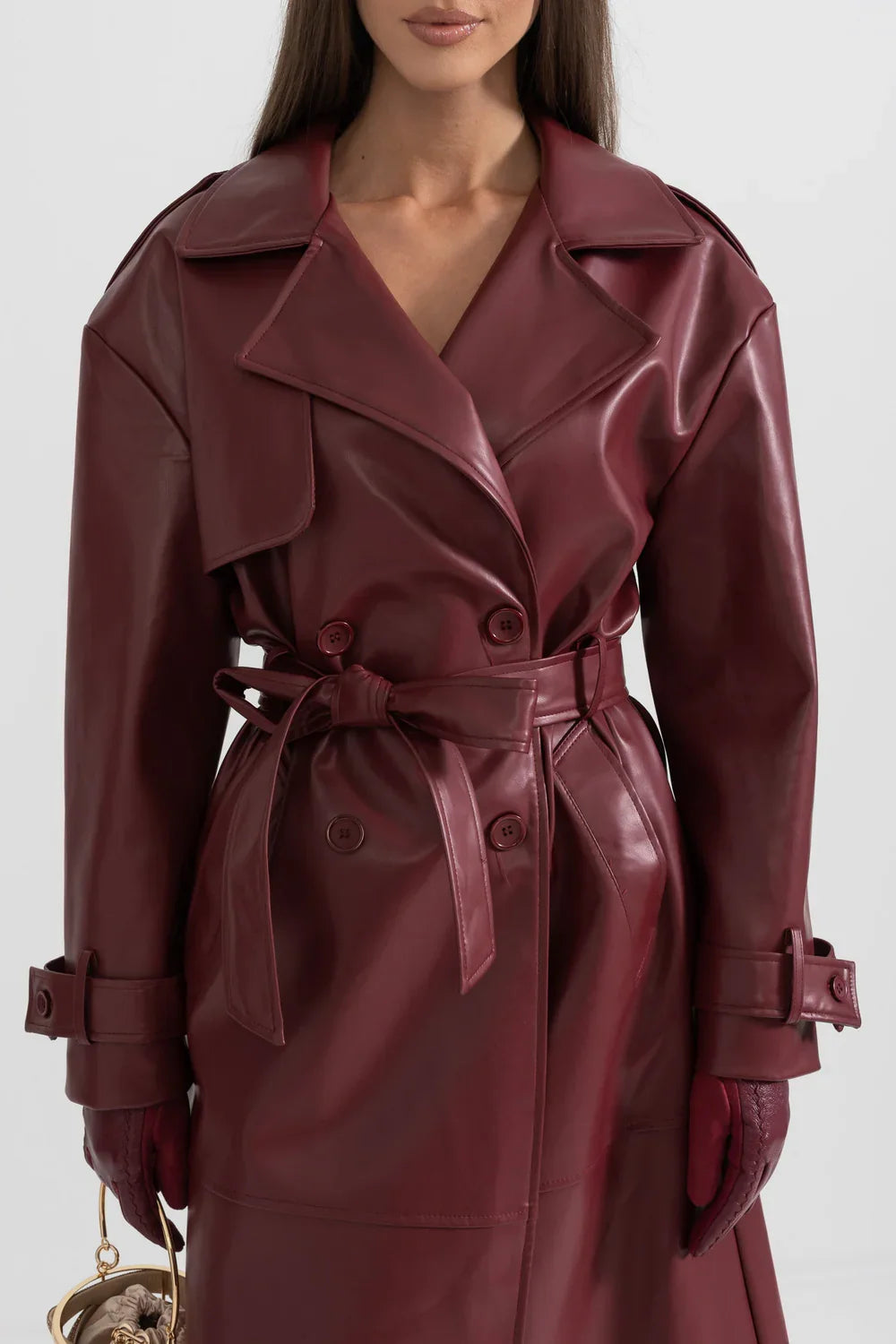 CAROLINE Vegan Leather Midi Coat - Dress