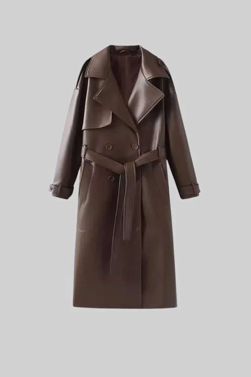 CAROLINE Vegan Leather Midi Coat - Dress