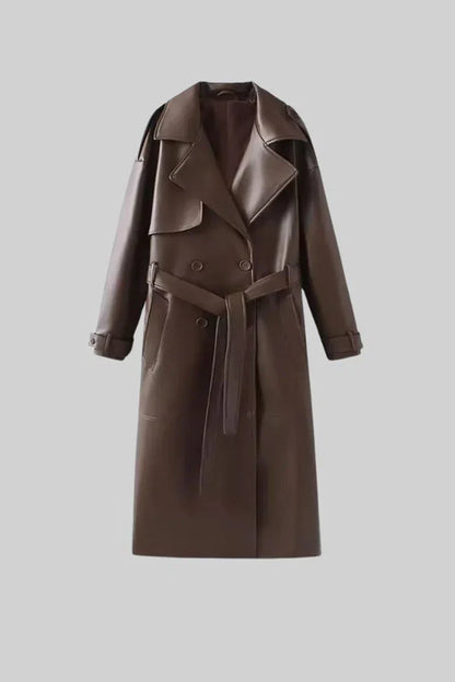 CAROLINE Vegan Leather Midi Coat - Dress