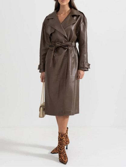 CAROLINE Vegan Leather Midi Coat - Dress