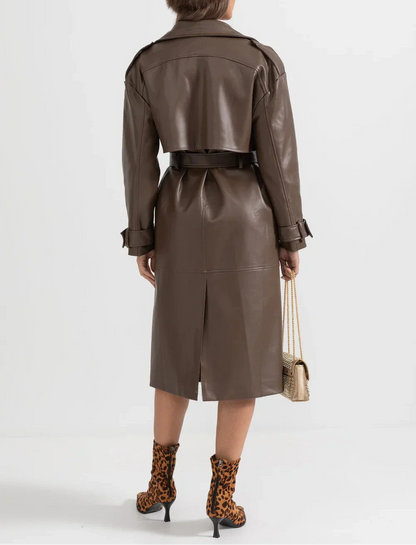 CAROLINE Vegan Leather Midi Coat - Dress
