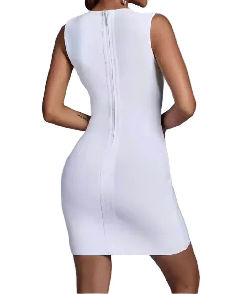 CHENCHA Crystals Cut Out Mini Bandage Dress
