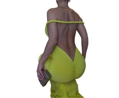 CHIKA Sexy Blackless Maxi Dress NEON