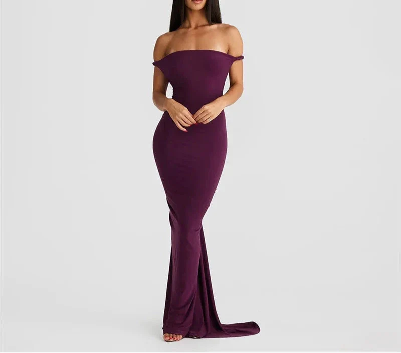 CHIKA Sexy Blackless Maxi Dress PURPLE