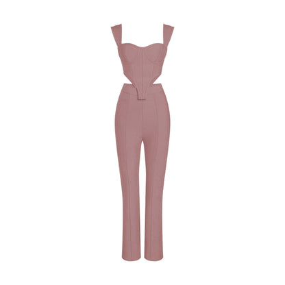 COSIMA Crop Top and Pants Bandage Set PINK