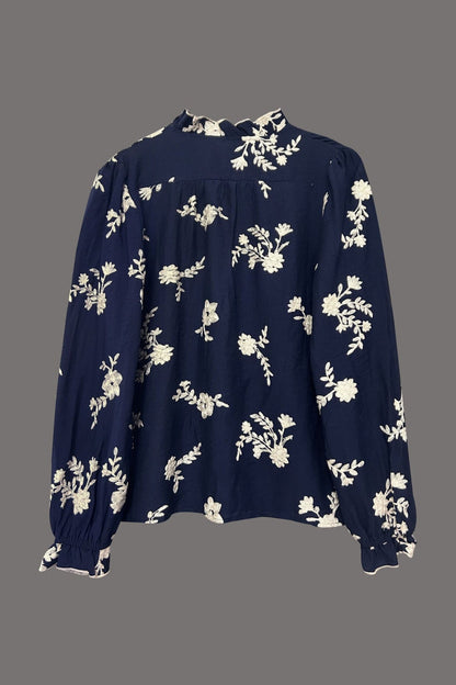 Chemise à manches longues boutonnée à fleurs