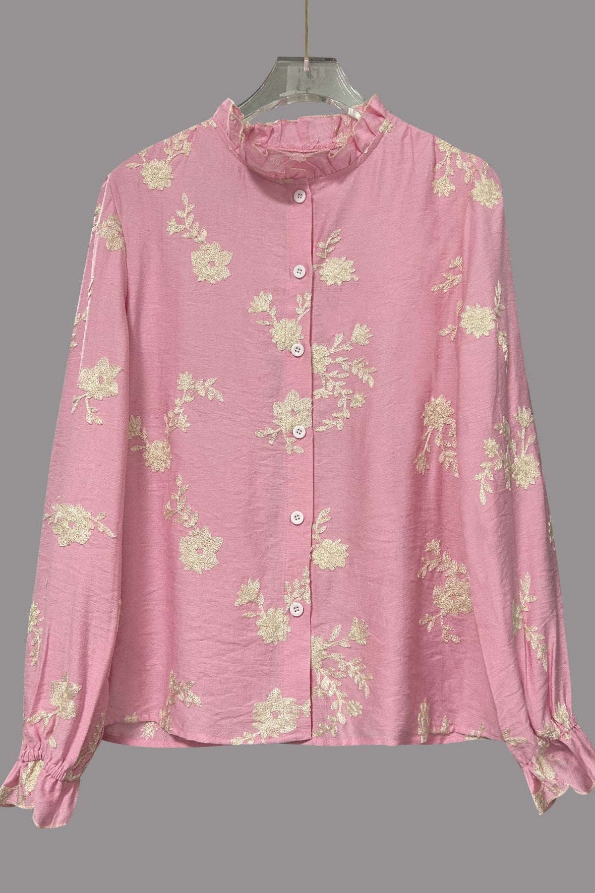 Chemise à manches longues boutonnée à fleurs