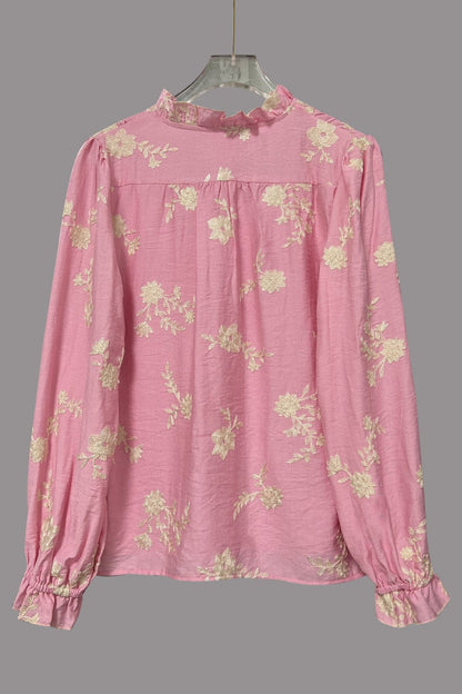 Chemise à manches longues boutonnée à fleurs