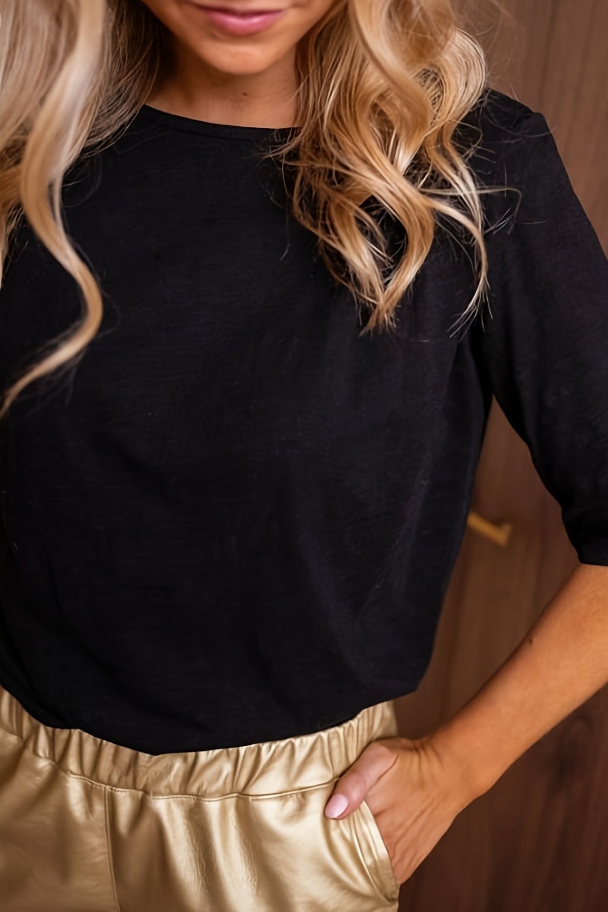 Lace Trim Tie Open Back Blouse