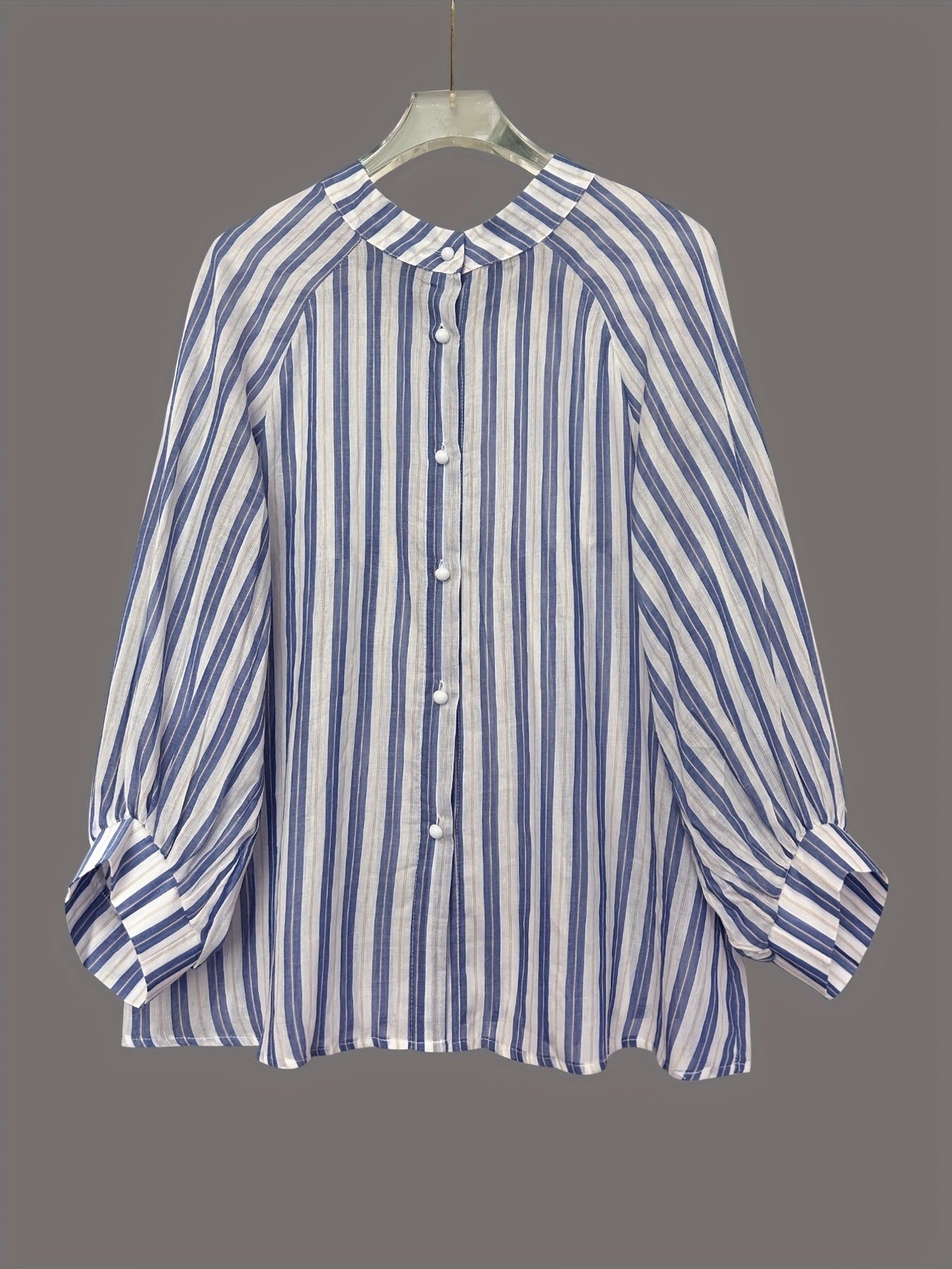 Volume Sleeve Striped Button-Down Shirt