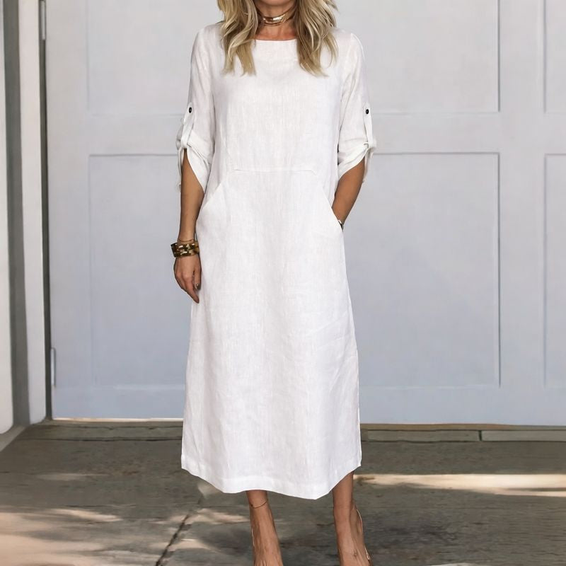 Poppy | Women's A-Line Loose Fit Draped Dress Evening