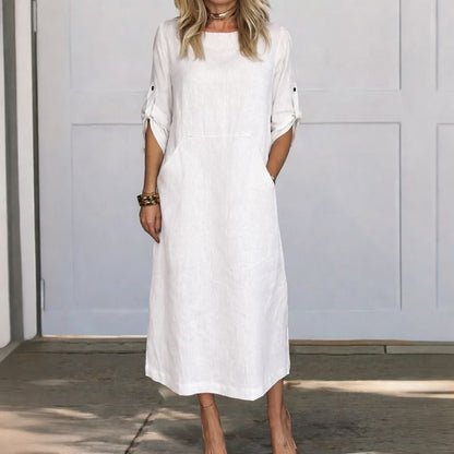 Poppy | Women's A-Line Loose Fit Draped Dress Evening