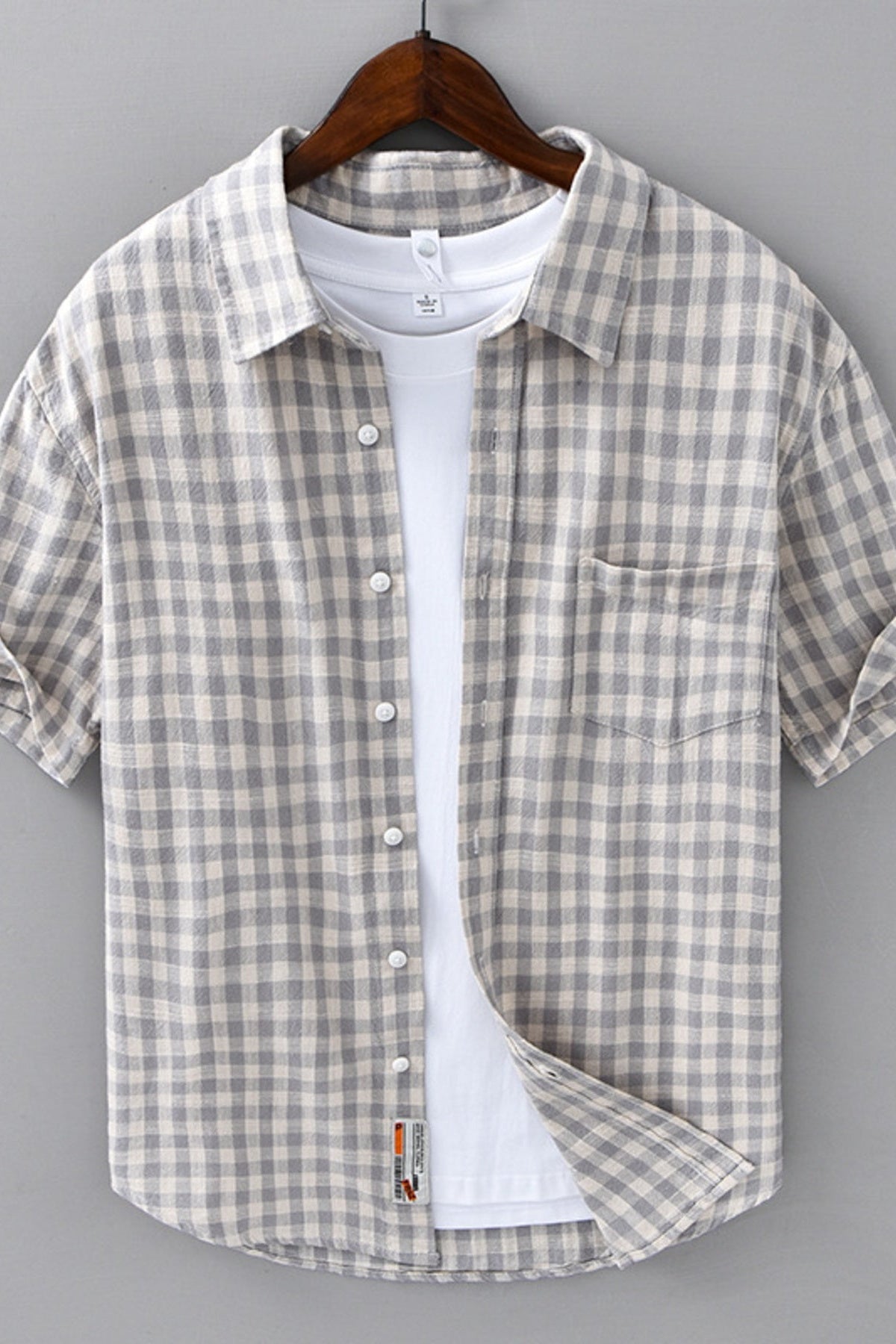 Men's Plaid Button Up Short Sleeve Shirt