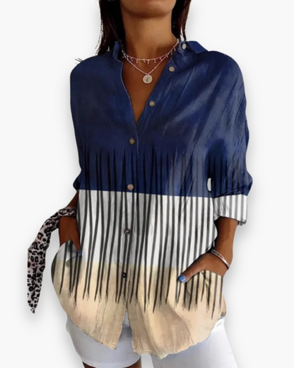 Rosalie | Women's Floral Print Button-Down Blouse with 3/4 Sleeves