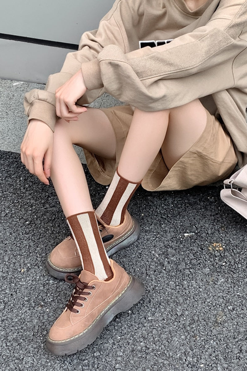 Contrast Striped Crew Socks