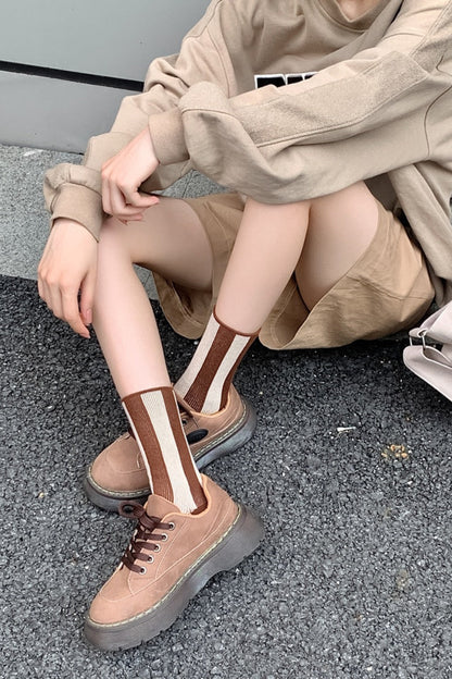 Contrast Striped Crew Socks