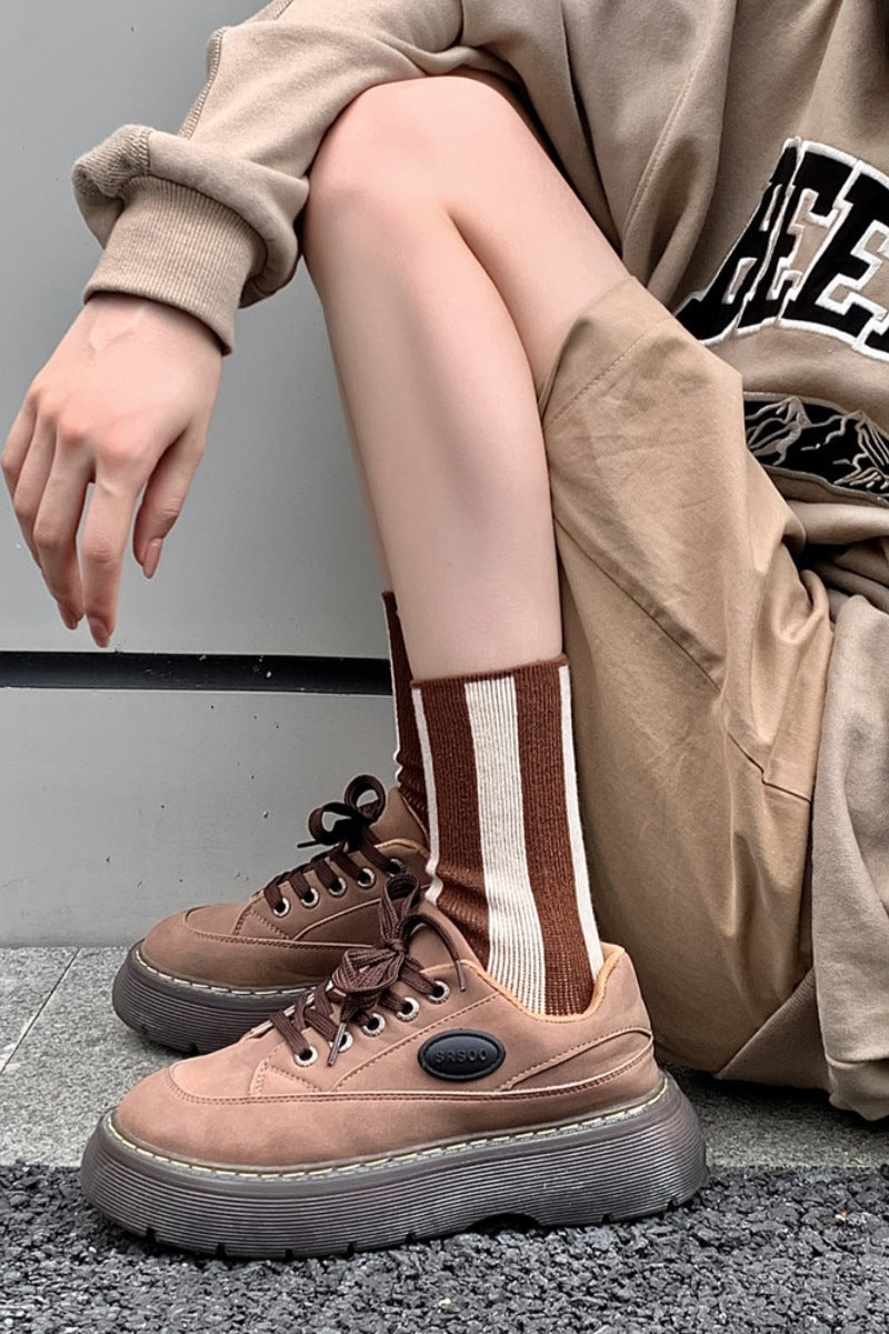 Contrast Striped Crew Socks