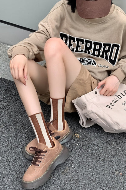 Contrast Striped Crew Socks