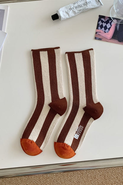 Contrast Striped Crew Socks