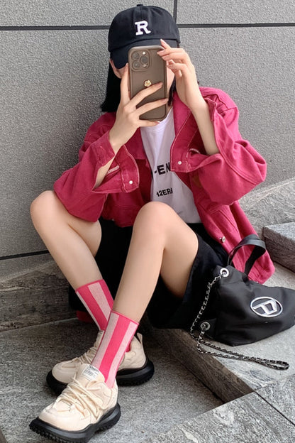 Contrast Striped Crew Socks