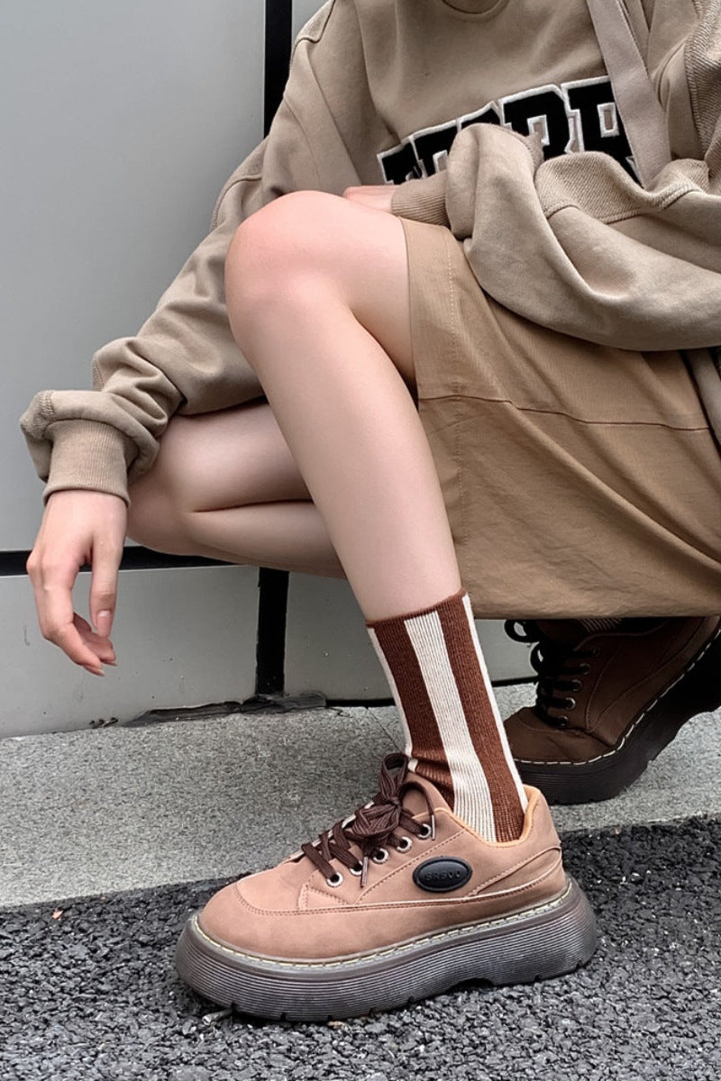 Contrast Striped Crew Socks