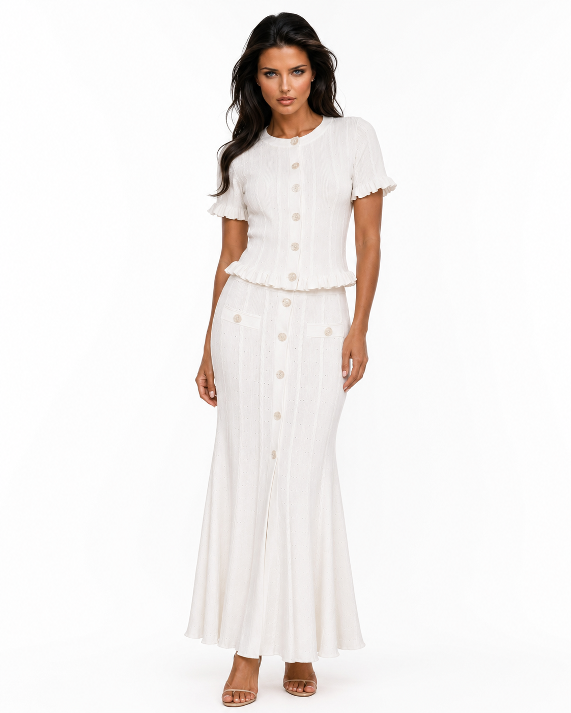 CELIA Knit Ruffle Top & Maxi Skirt
