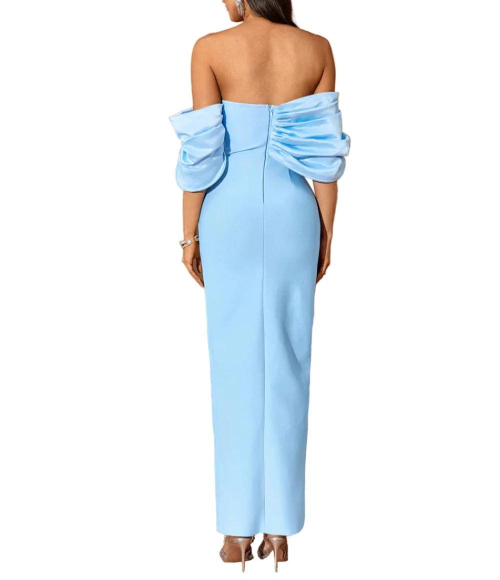 DAMINA Off Shoulder Crystal Corset Maxi Bandage Dress
