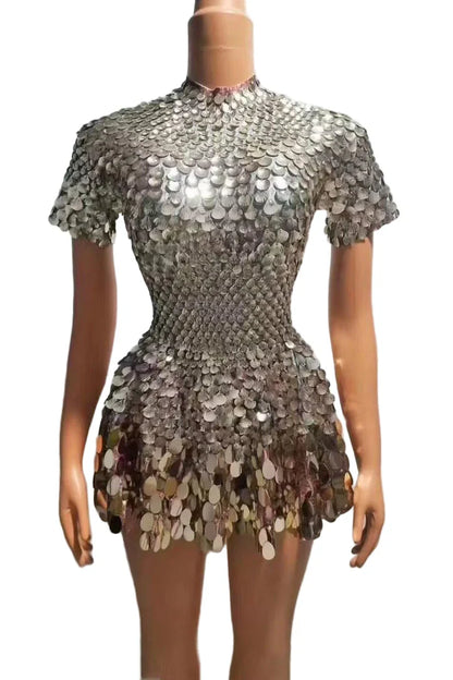DAWA Sequins Mini Bodycon Dress SILVER