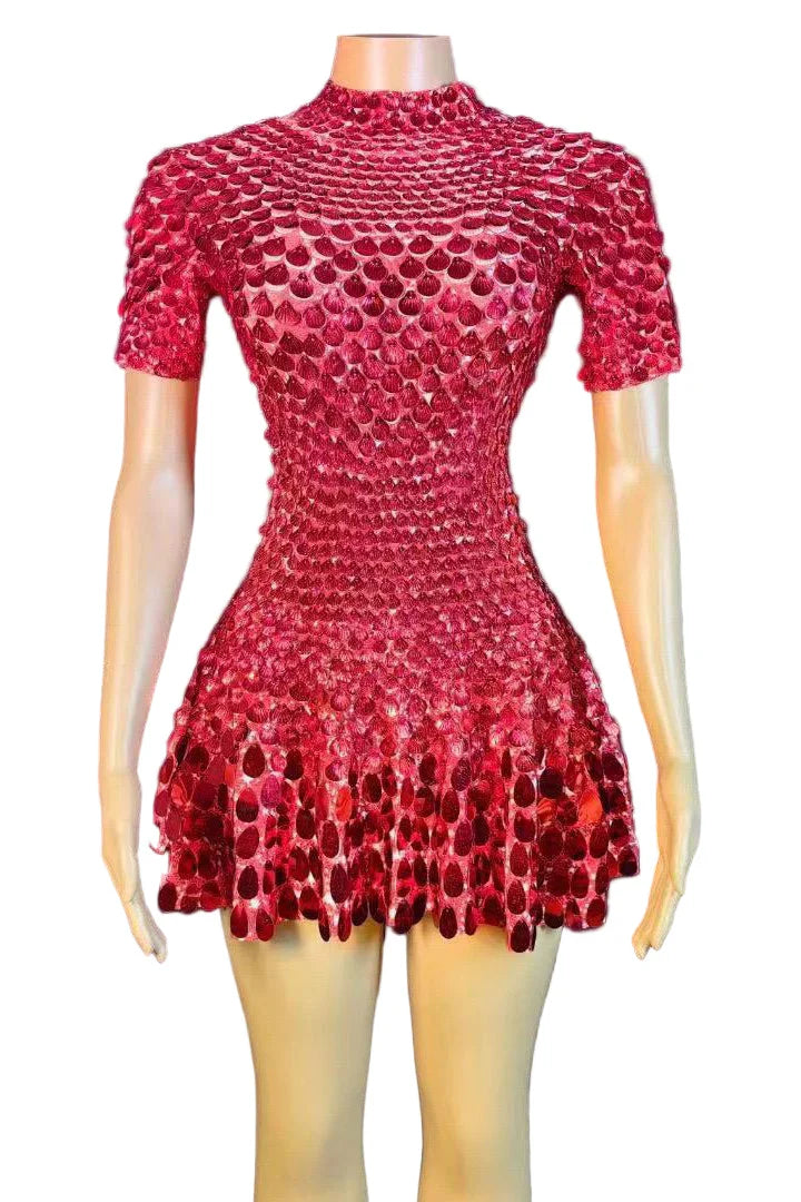 DAWA Sequins Mini Bodycon Dress RED
