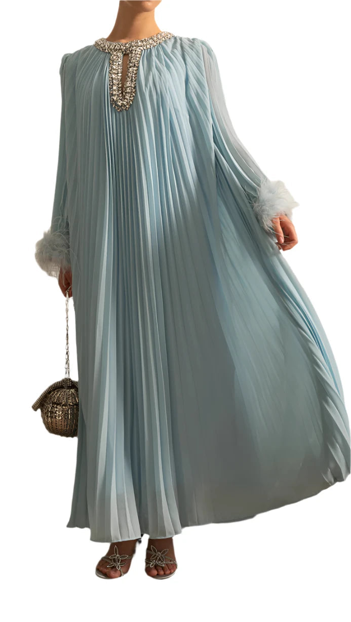 NEXT DAY DELIVERY HIRA Feathers Maxi Dress