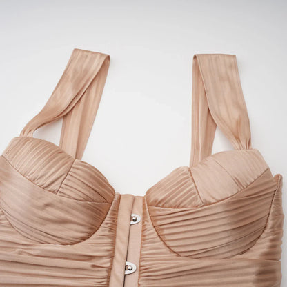SUNE Pleated Maxi Dress | Elegant Corset Gown
