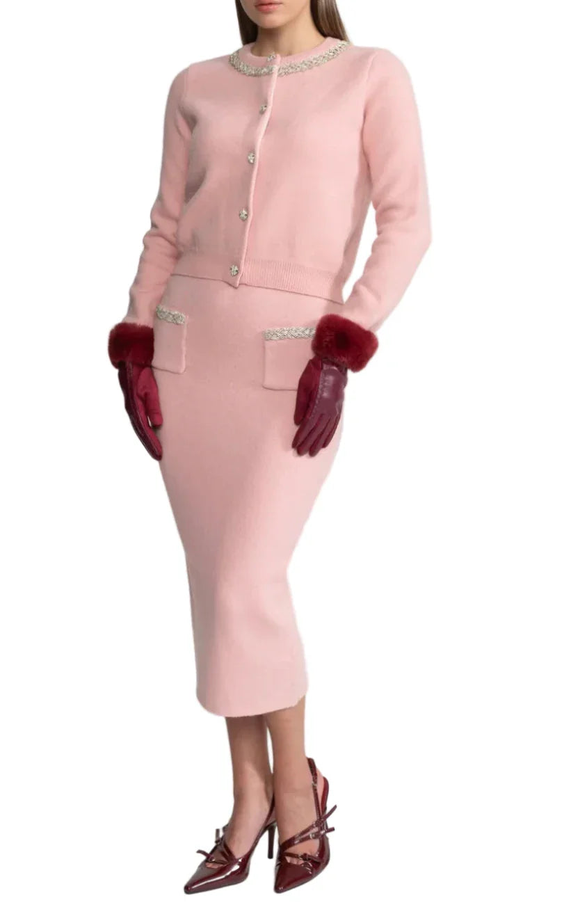 DURU Knit Silver Buttons Midi Bodycon Set