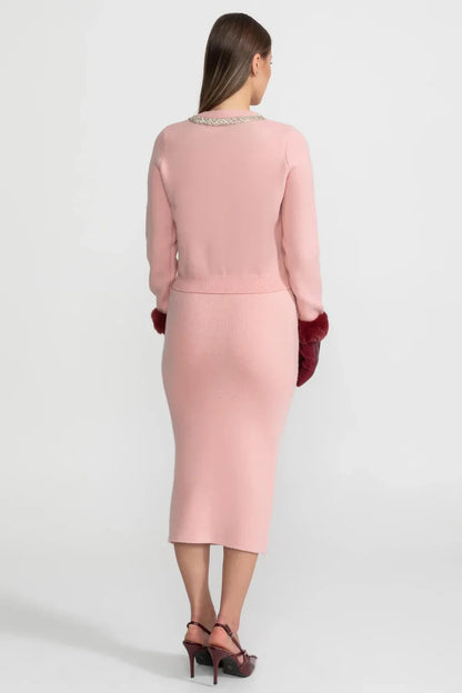 DURU Knit Silver Buttons Midi Bodycon Set