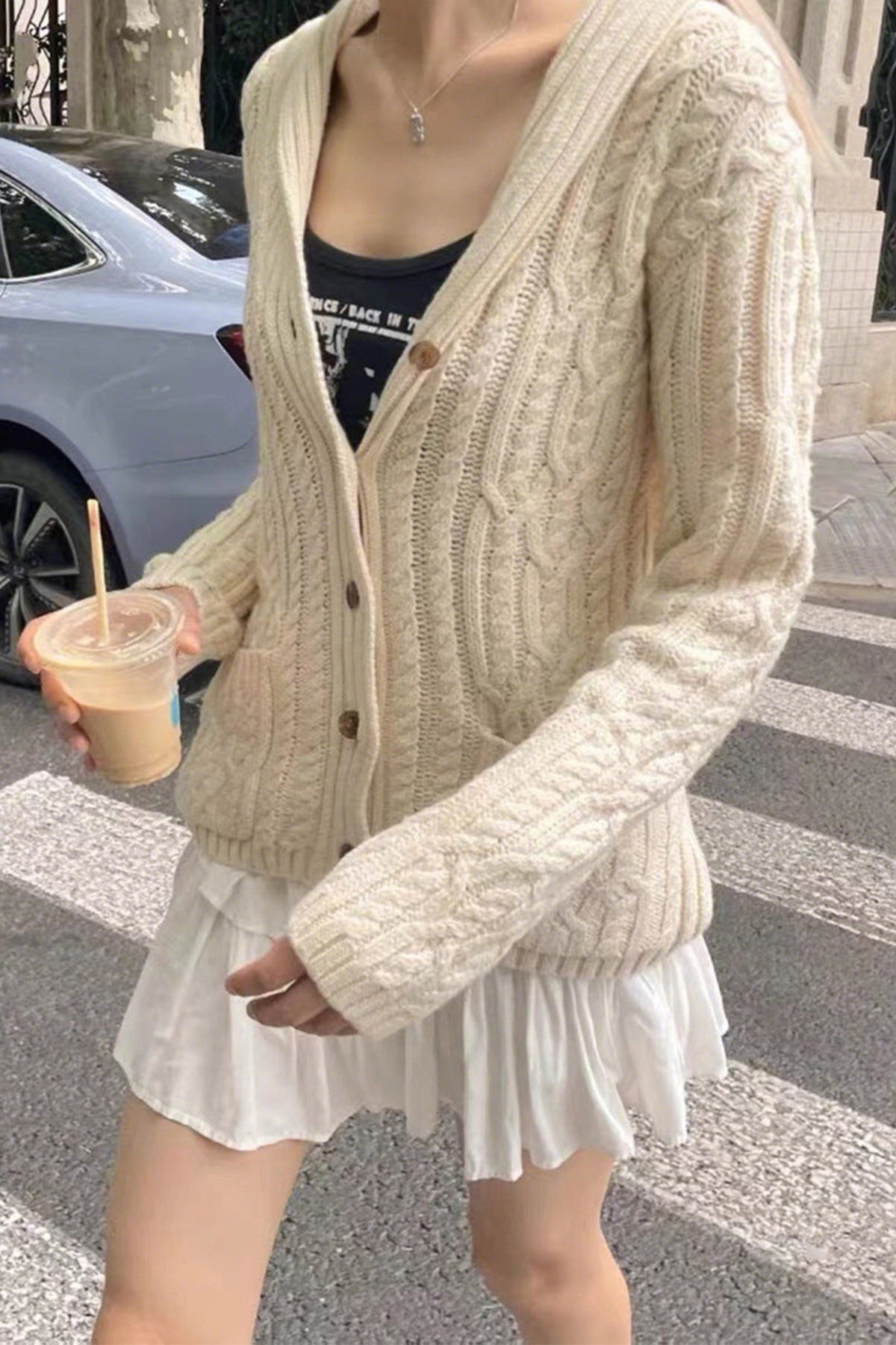 Cable Knit Button Up Cardigan