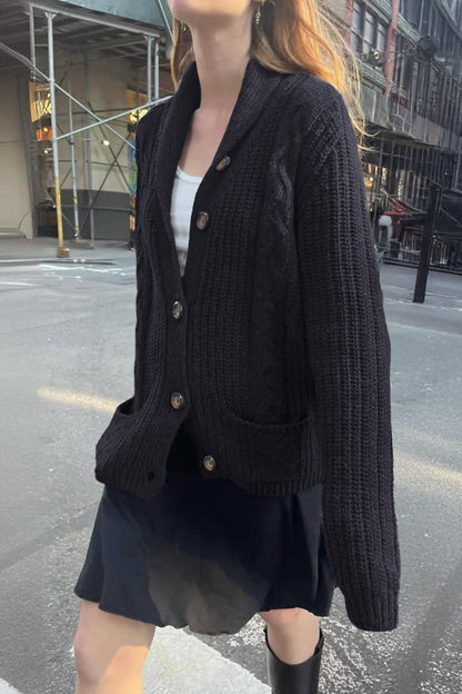 Cable Knit Button Up Cardigan