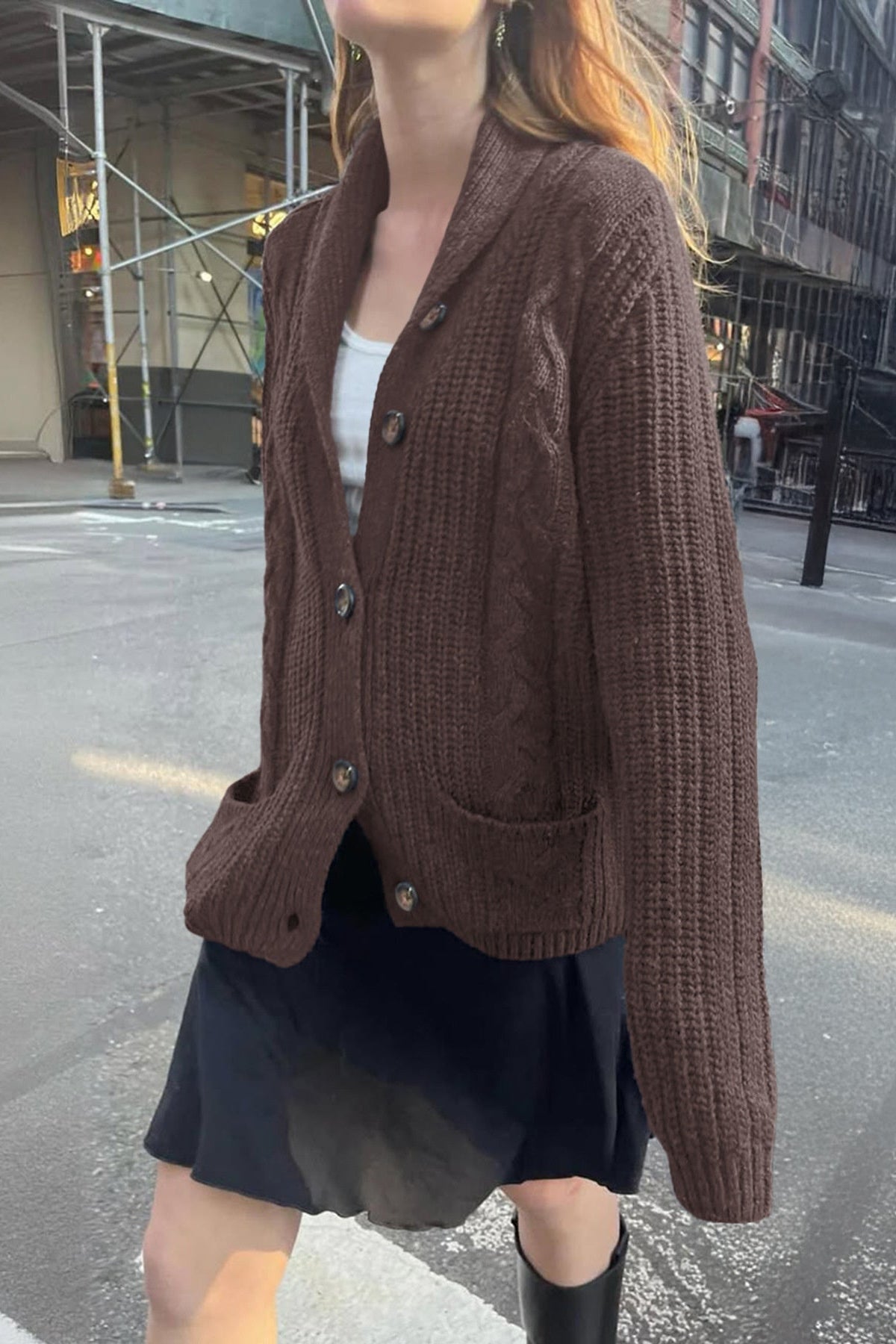 Cable Knit Button Up Cardigan