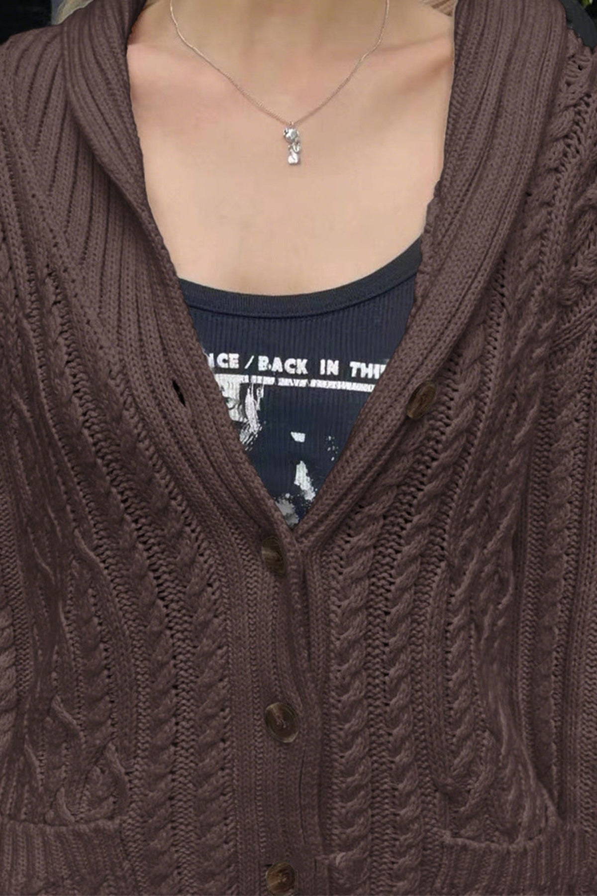 Cable Knit Button Up Cardigan