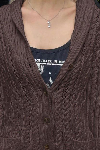 Cable Knit Button Up Cardigan