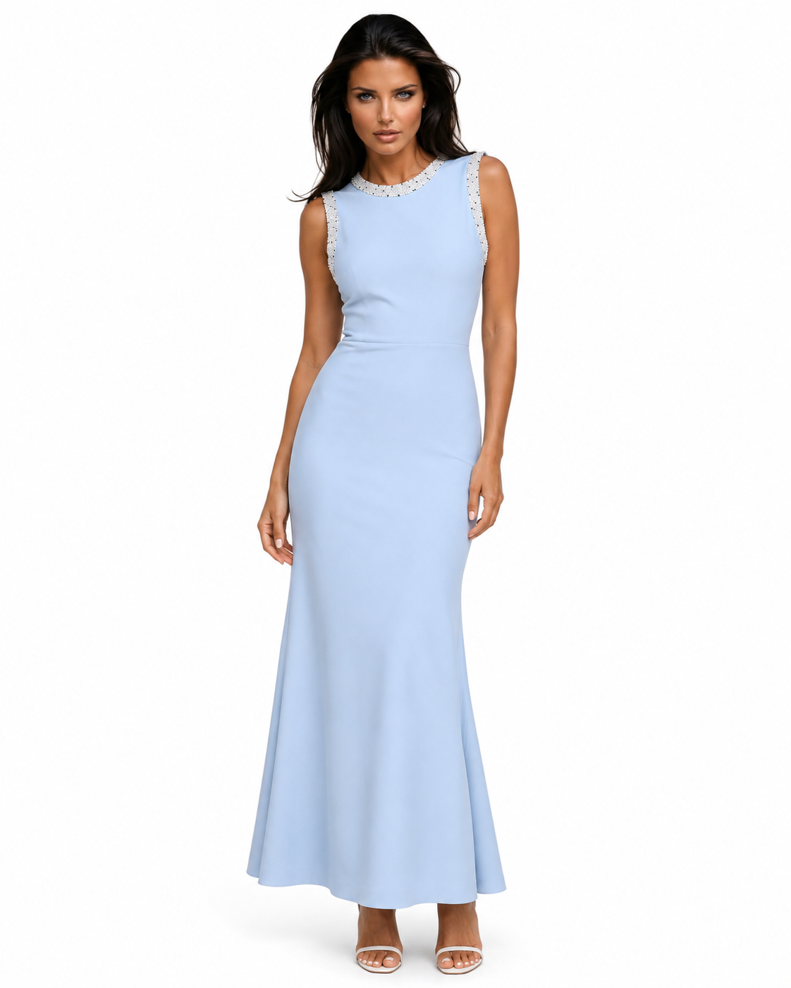 ANGE Knit Embellished Sleeveless Formal Dress