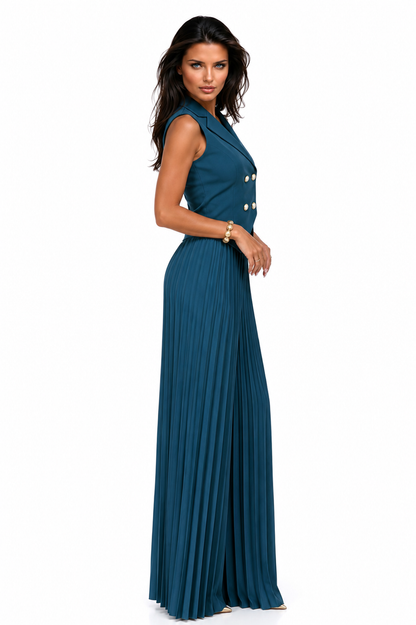 SOFIE Pleated Palazzo Pants Set | Elegant Vest & Wide Leg Set