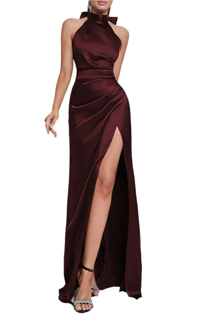 NEXT DAY DELIVERY ELLE High Neck Satin Maxi Dress