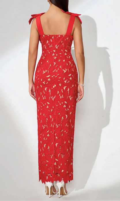 NEXT DAY DELIVERY ELMIRA Bow-Strappy Cutout Floral Embroidered Dress