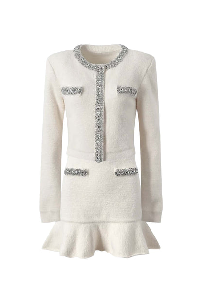 EMILIA SOFT LONG SLEEVES WITH SPARKLING EMBELLISHMENTS MINI BODYCON SET