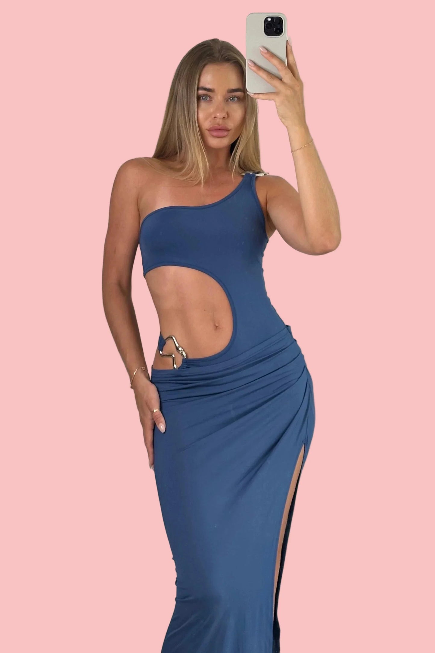 NEXT DAY DELIVERY ERIKA One Shoulder Cut Out Maxi Dress