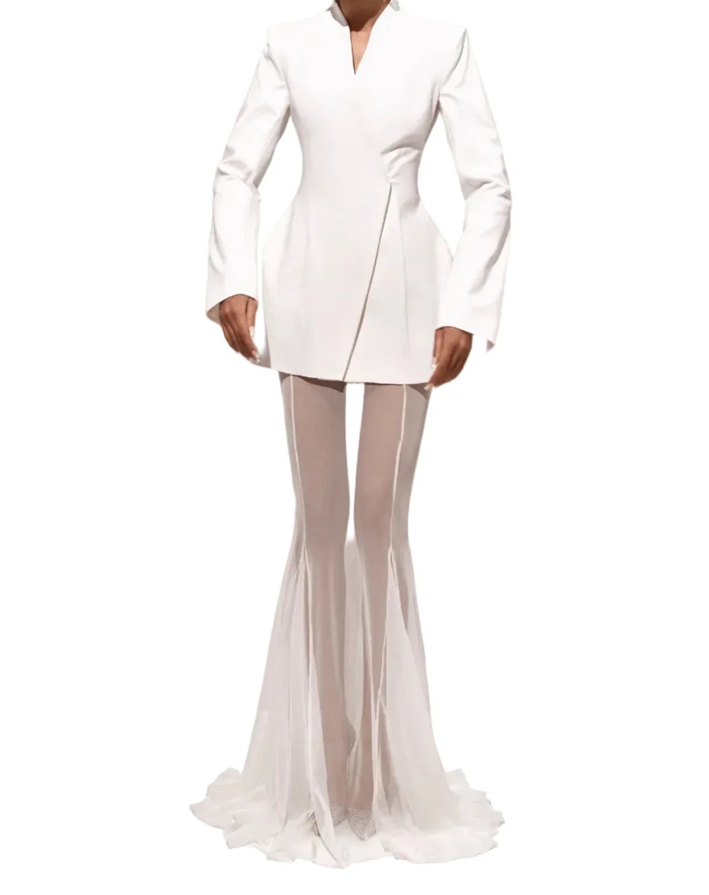 PINKAPPLE DRESSES ERIN Tailored Blazer and Wide-Leg Sheer Pants