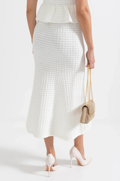 ERLEA KNITTED MIDI DRESS WITH GOLD BUTTONS BODYCON DRESS